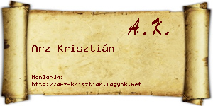 Arz Krisztián névjegykártya